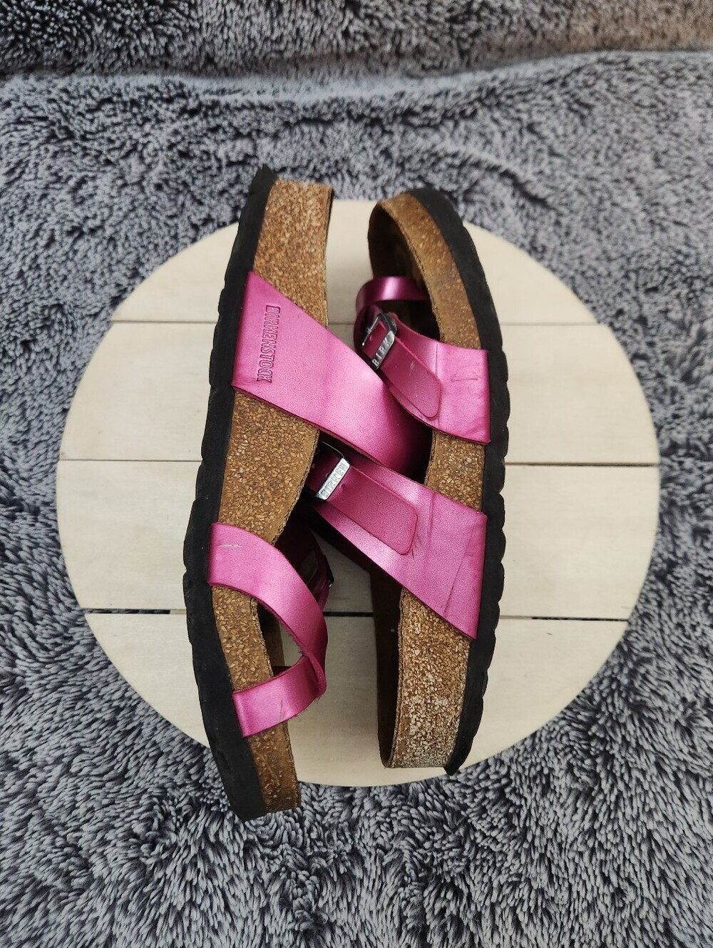 Birkenstock Mayari Icy Metallic Fuchsia Tulip Birko-Flor Sandals Women's size 7 - Picture 6 of 9